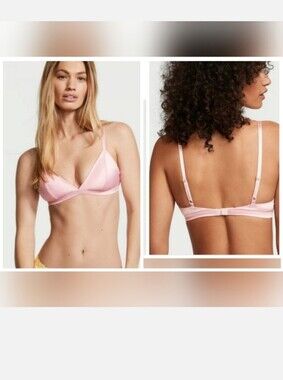 Victoria's secret very sexy tease satin wireless triangle bralette PINK Med DD